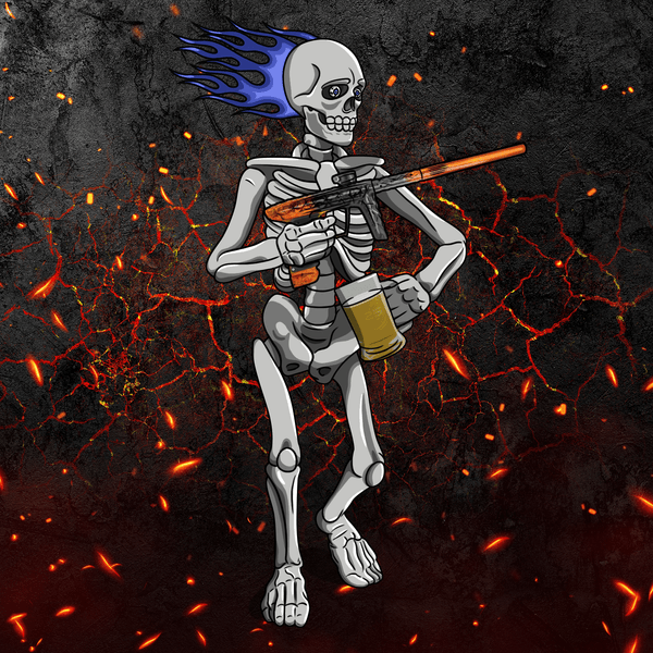 Adrenaline Skully NFT - Hellfire in Bones with Mug - Adrenaline