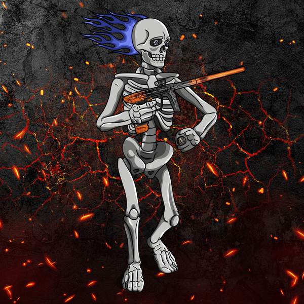 Adrenaline Skully NFT - Hellfire in Bones with Ring - Adrenaline